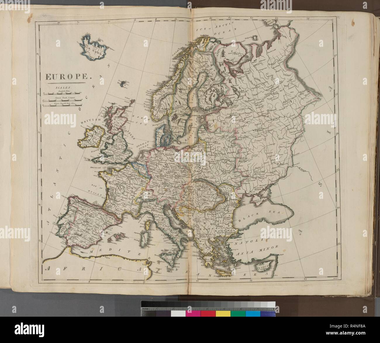 Vintage mappa europea Foto Stock