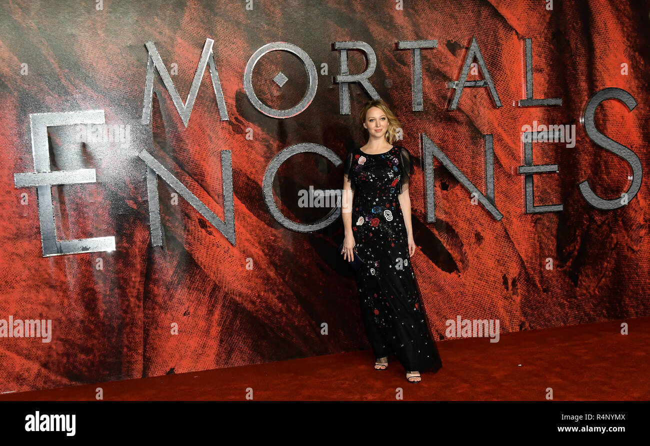 Londra, Regno Unito. 27 Novembre, 2018. Sophie Cox Arrivers presso il mortale motori - Premiere mondiale il 27 novembre 2018, Londra, UK Credit: capitale dell'immagine/Alamy Live News Foto Stock