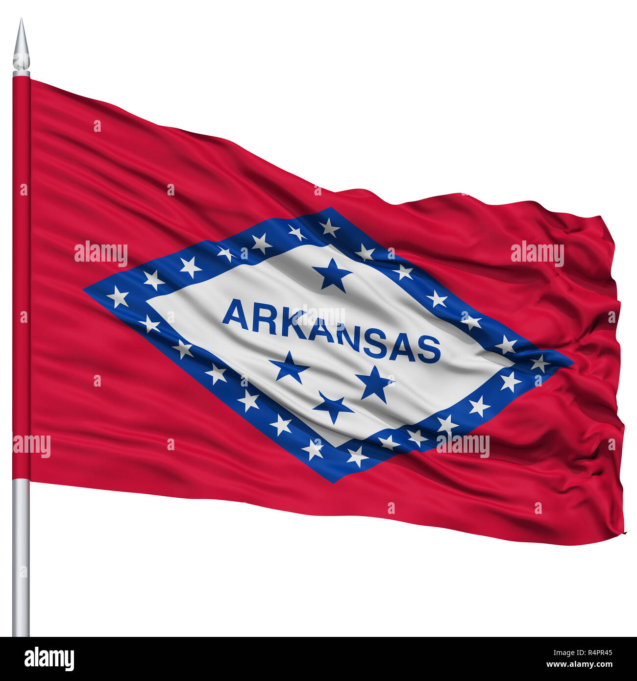 Isolato Arkansas bandiera sul pennone di stato USA Foto Stock