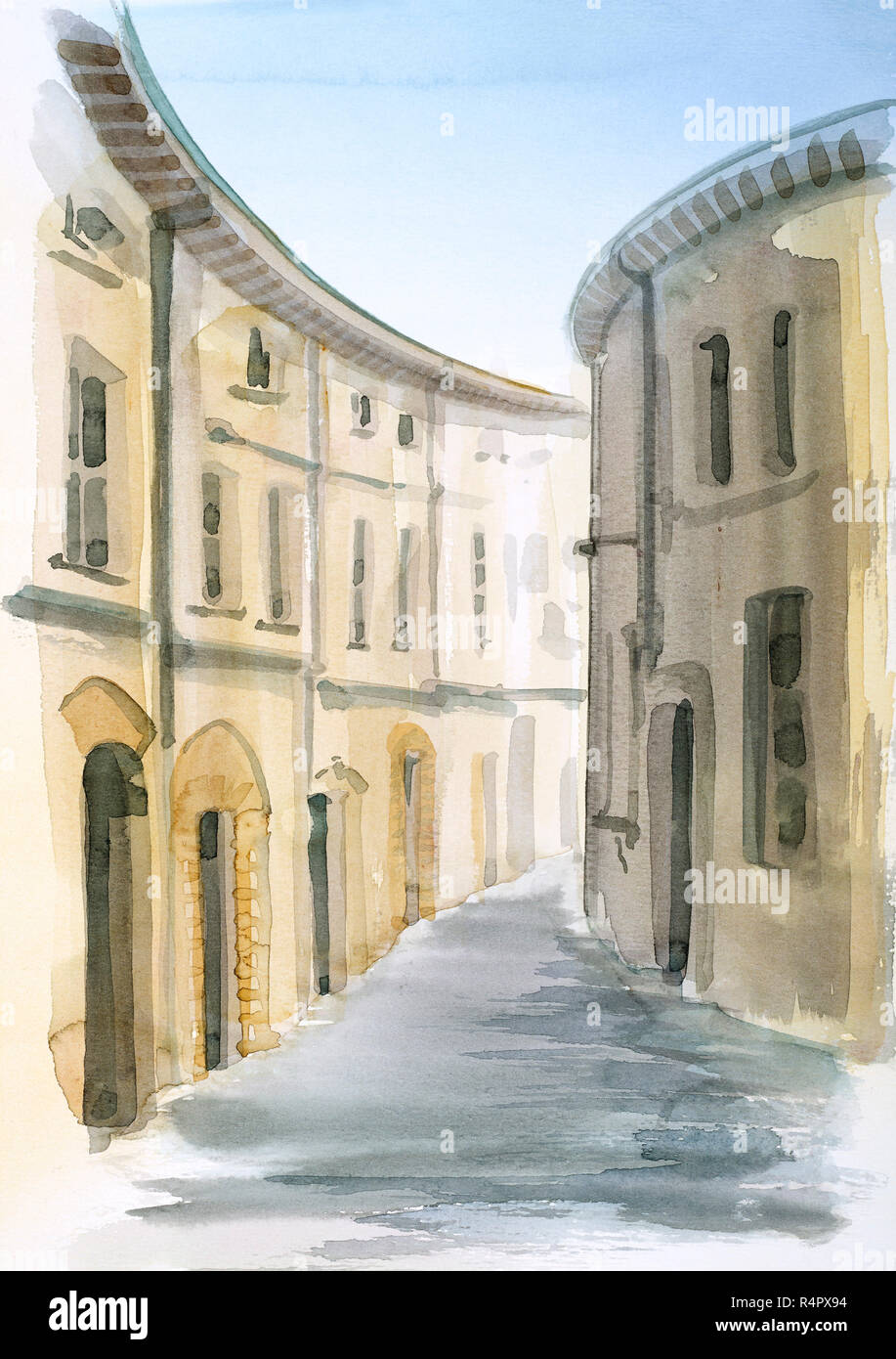 Toscana la pittura ad acquerello Foto Stock