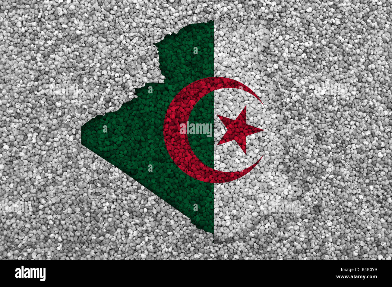 Mappa e bandiera di Algeria il papavero Foto Stock