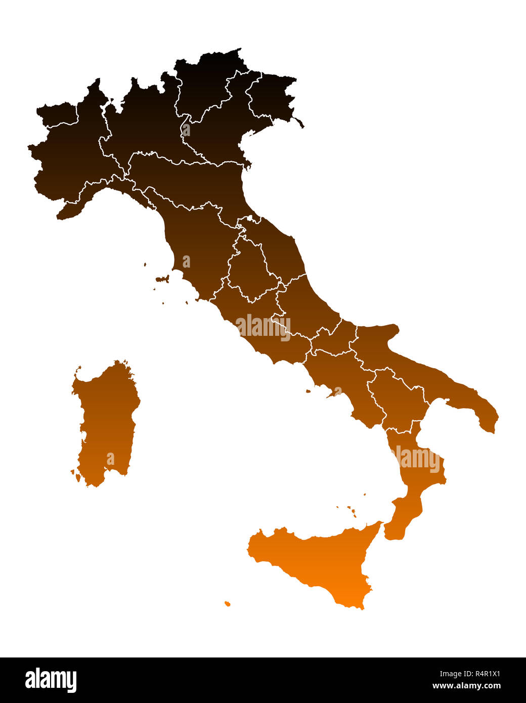 Mappa di Italia Foto Stock