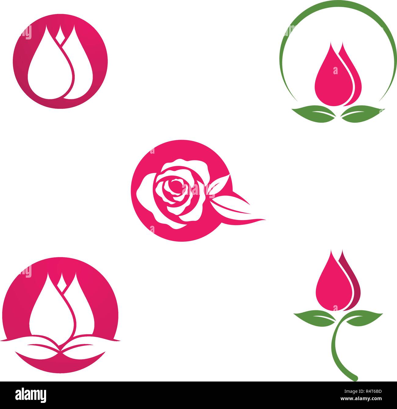 Fiori di Rose modello Logo icona vettore illustrazione Illustrazione Vettoriale