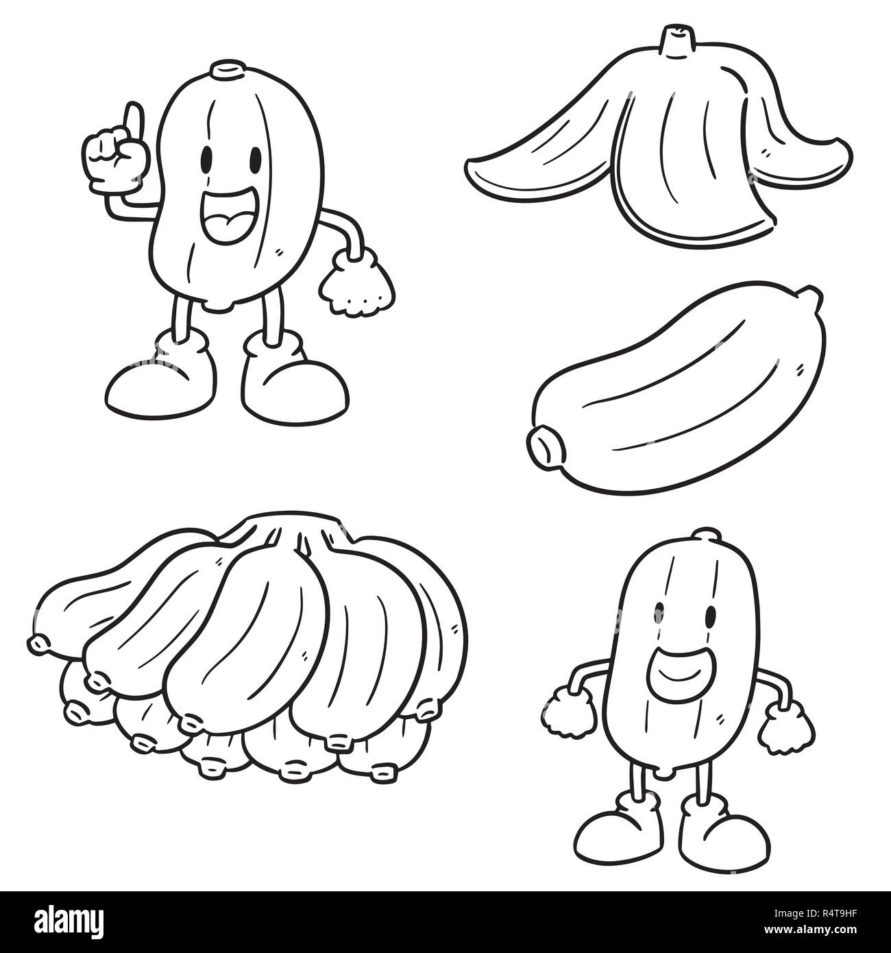 Set di vettore di banana Illustrazione Vettoriale