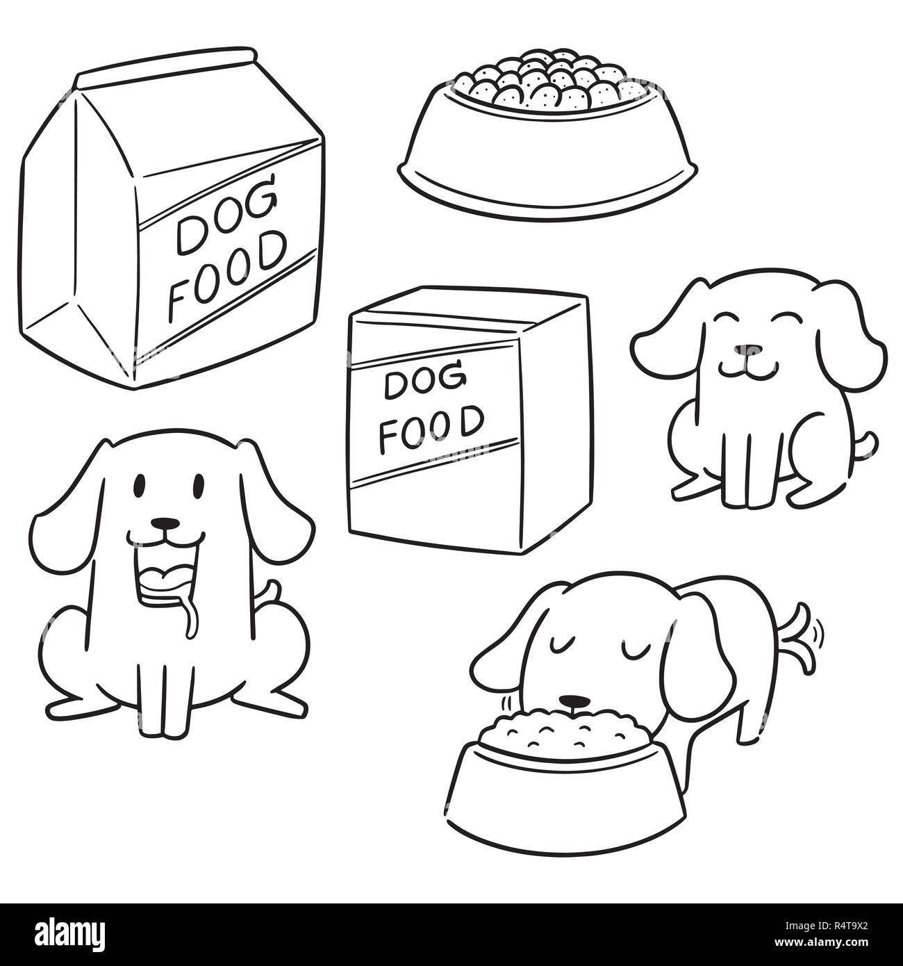 Set di vettore di alimenti per cani Illustrazione Vettoriale