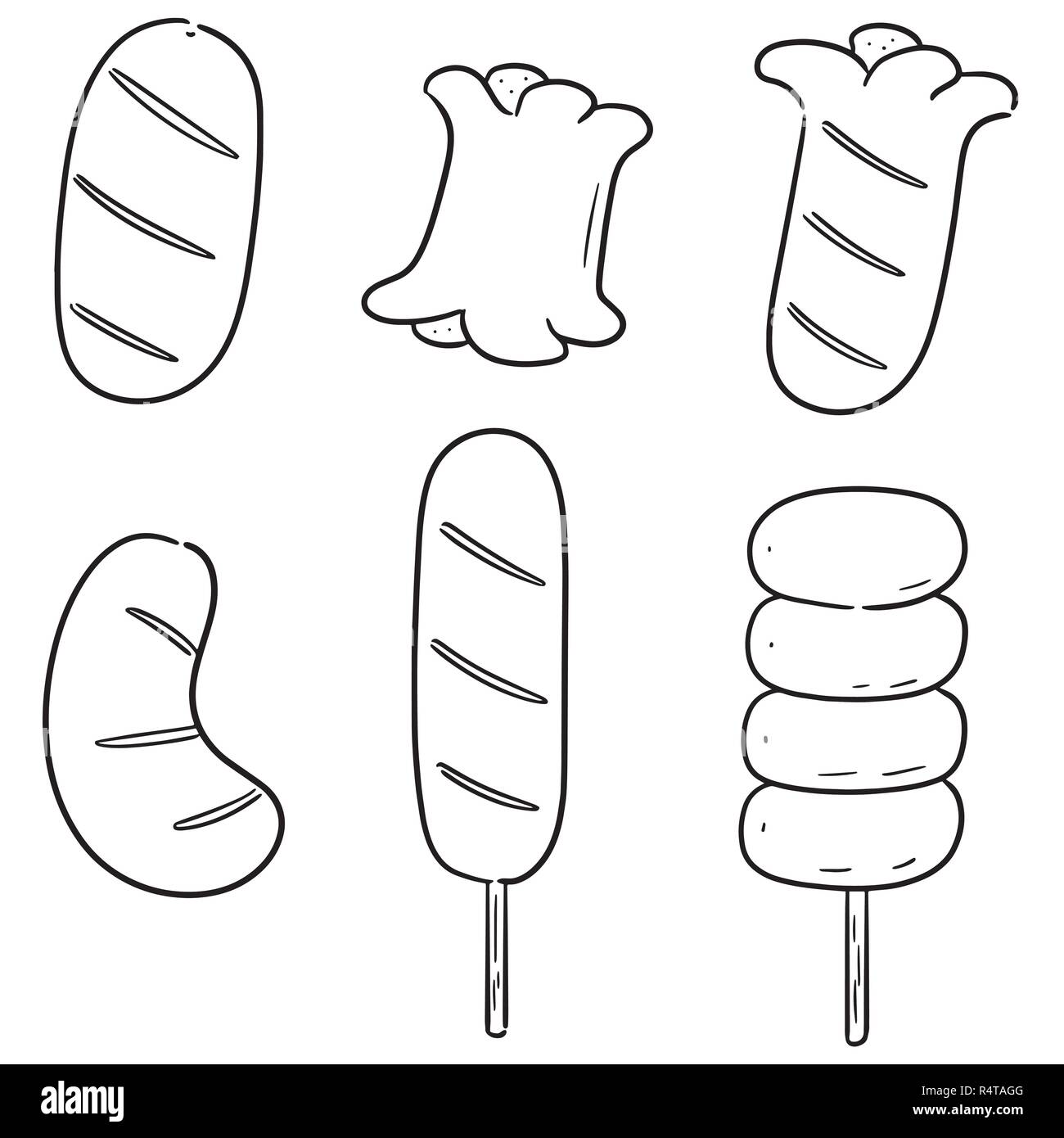 Set di vettore di salsicce Illustrazione Vettoriale