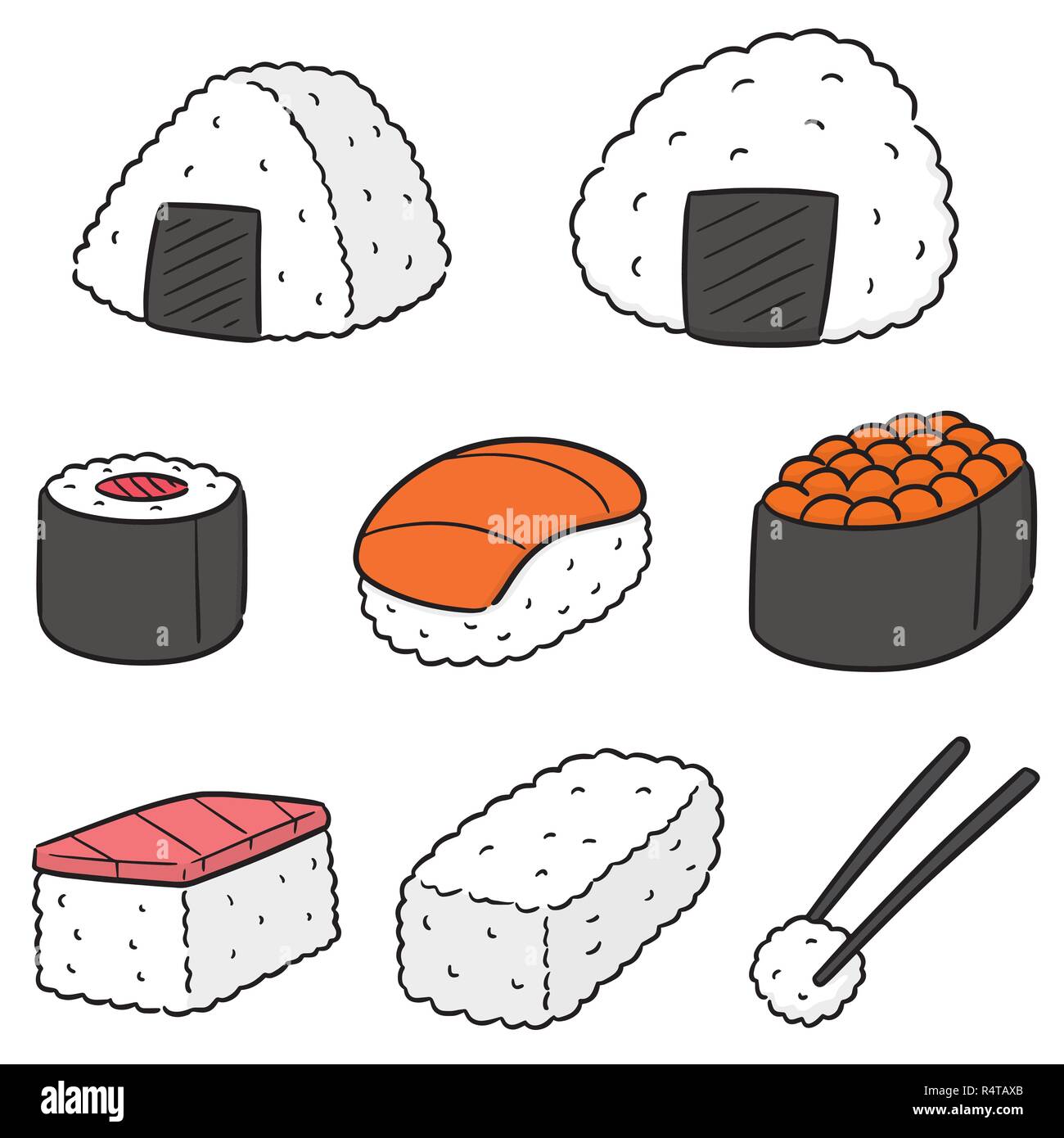 Set di vettore di cibo giapponese Illustrazione Vettoriale
