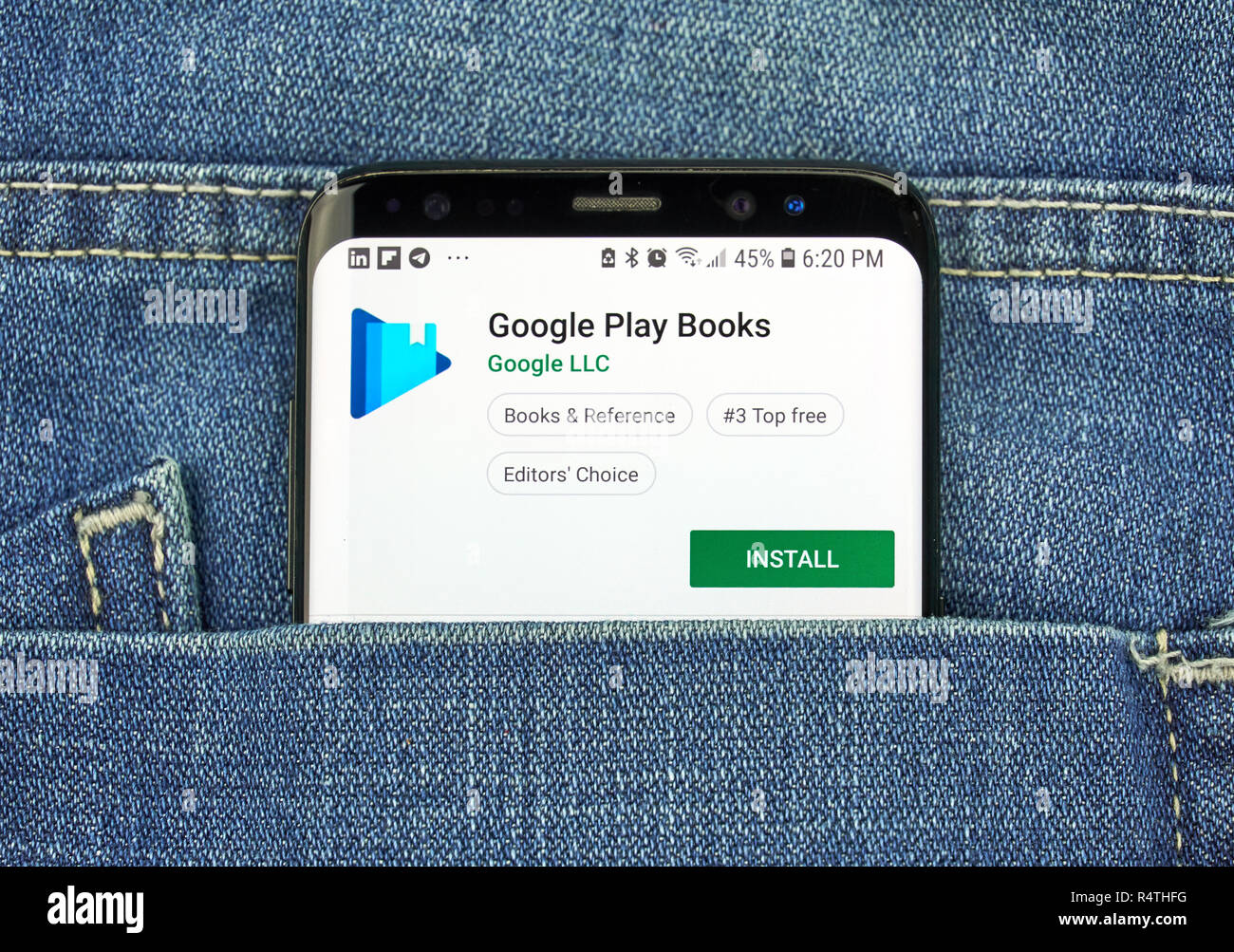 MONTREAL, Canada - 4 ottobre 2018: Google riprodurre libri app su s8 schermo. Gioco di Google Libri è una distribuzione digitale Servizio di ebook. Foto Stock