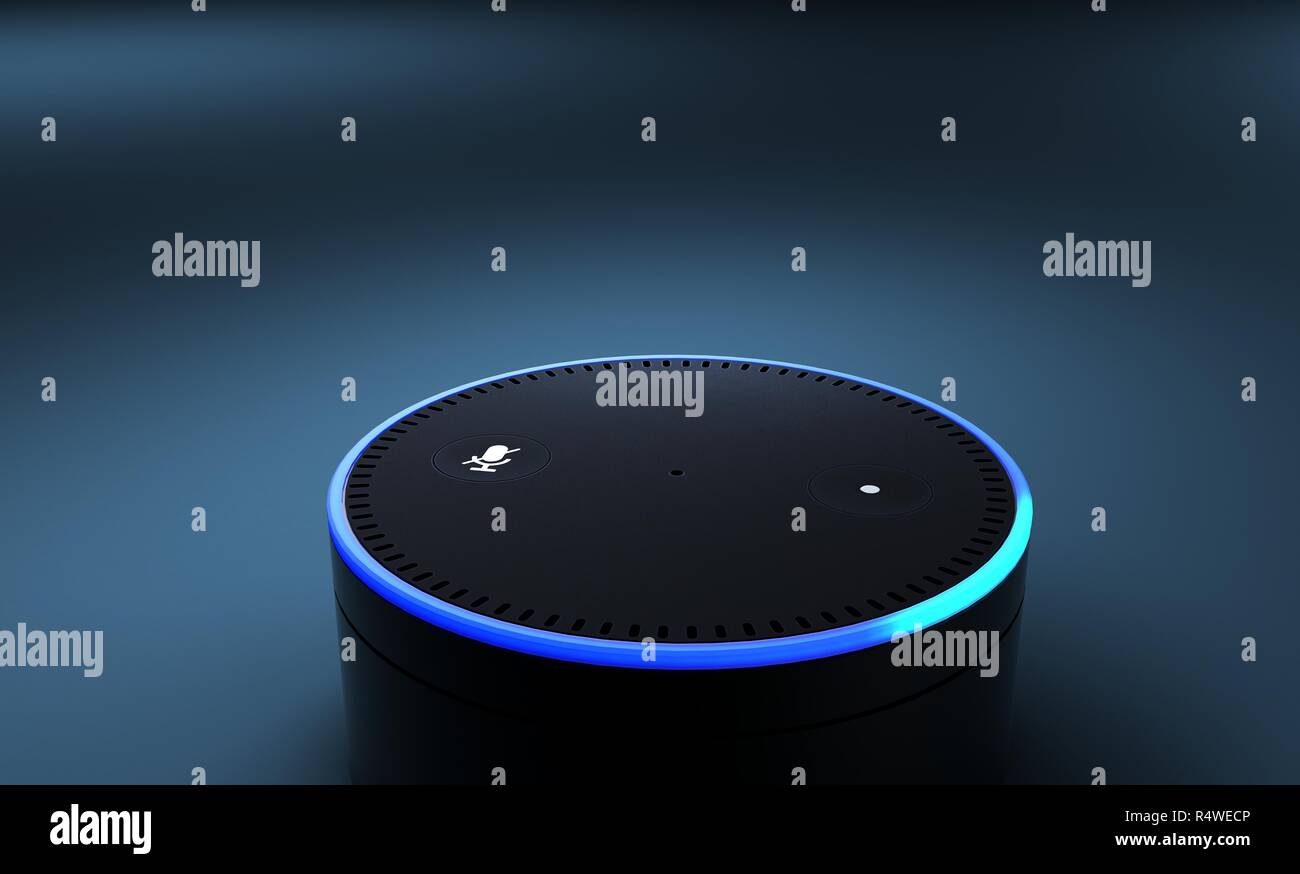 3D rendering di Amazon eco sistema di riconoscimento vocale Foto Stock
