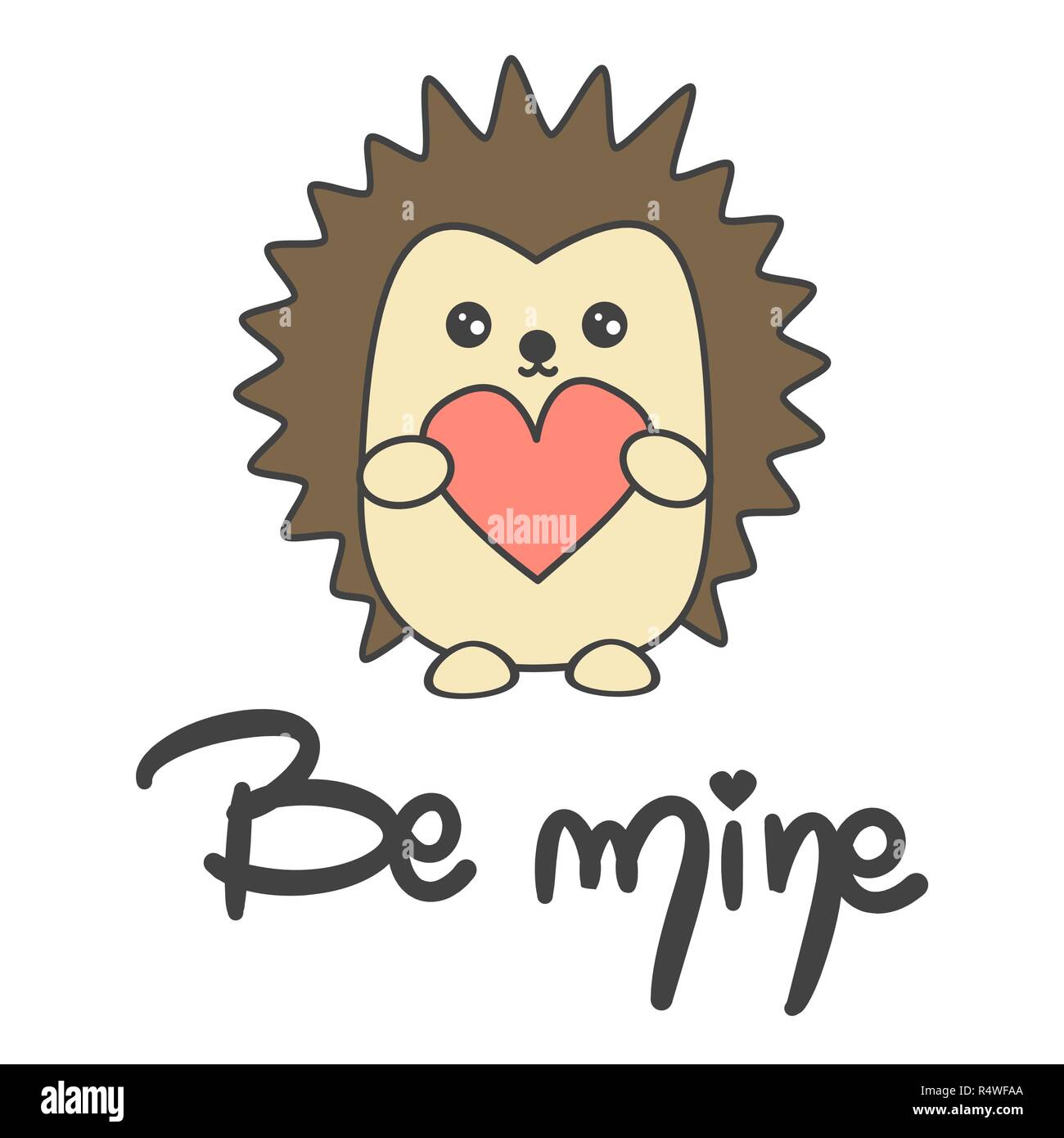 Carino disegnato a mano essere romantico i miei caratteri di testo con riccio con cuore scheda del vettore Illustrazione Vettoriale