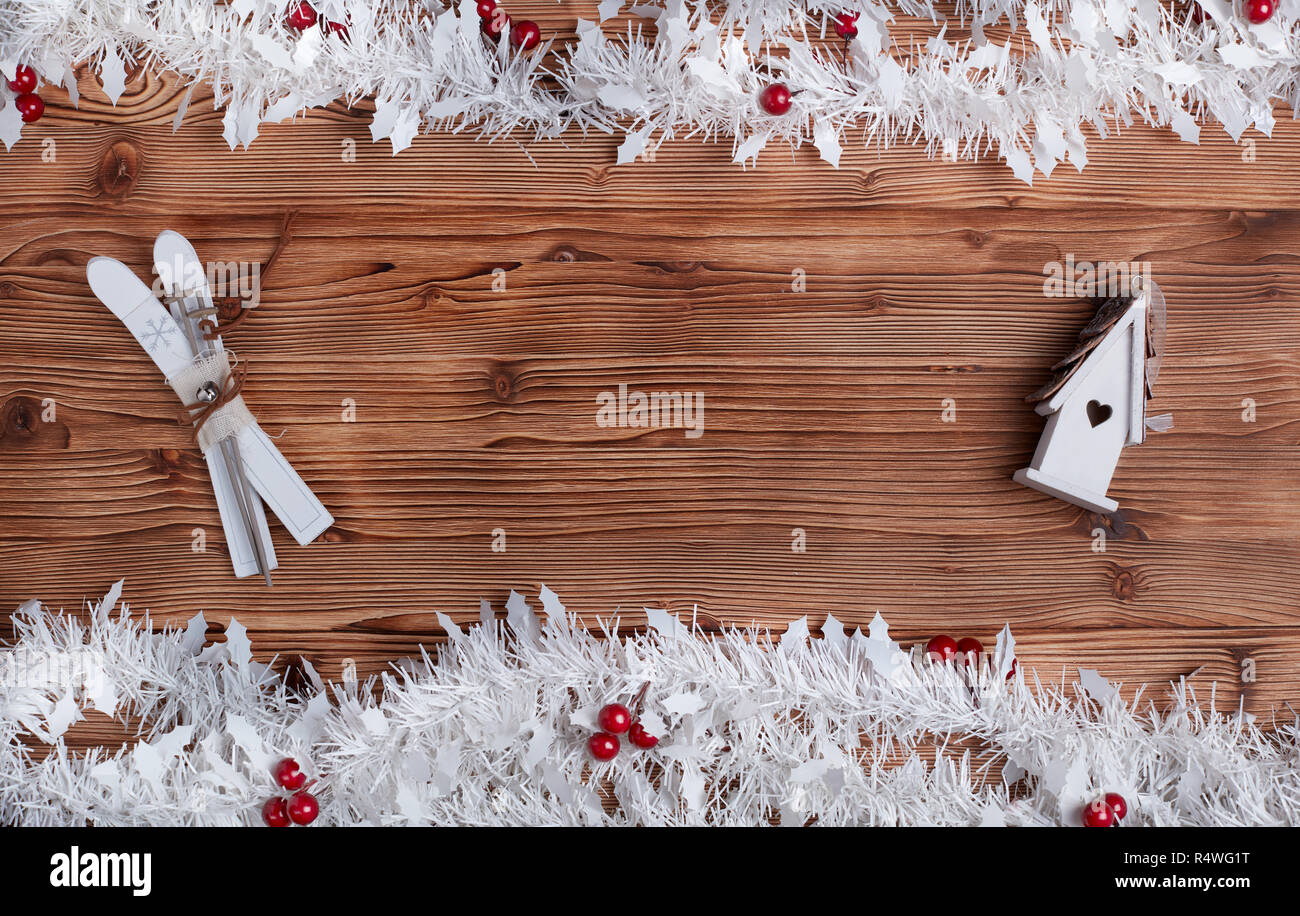 Inverno sfondo di Natale con copia spazio , vista piana Foto Stock