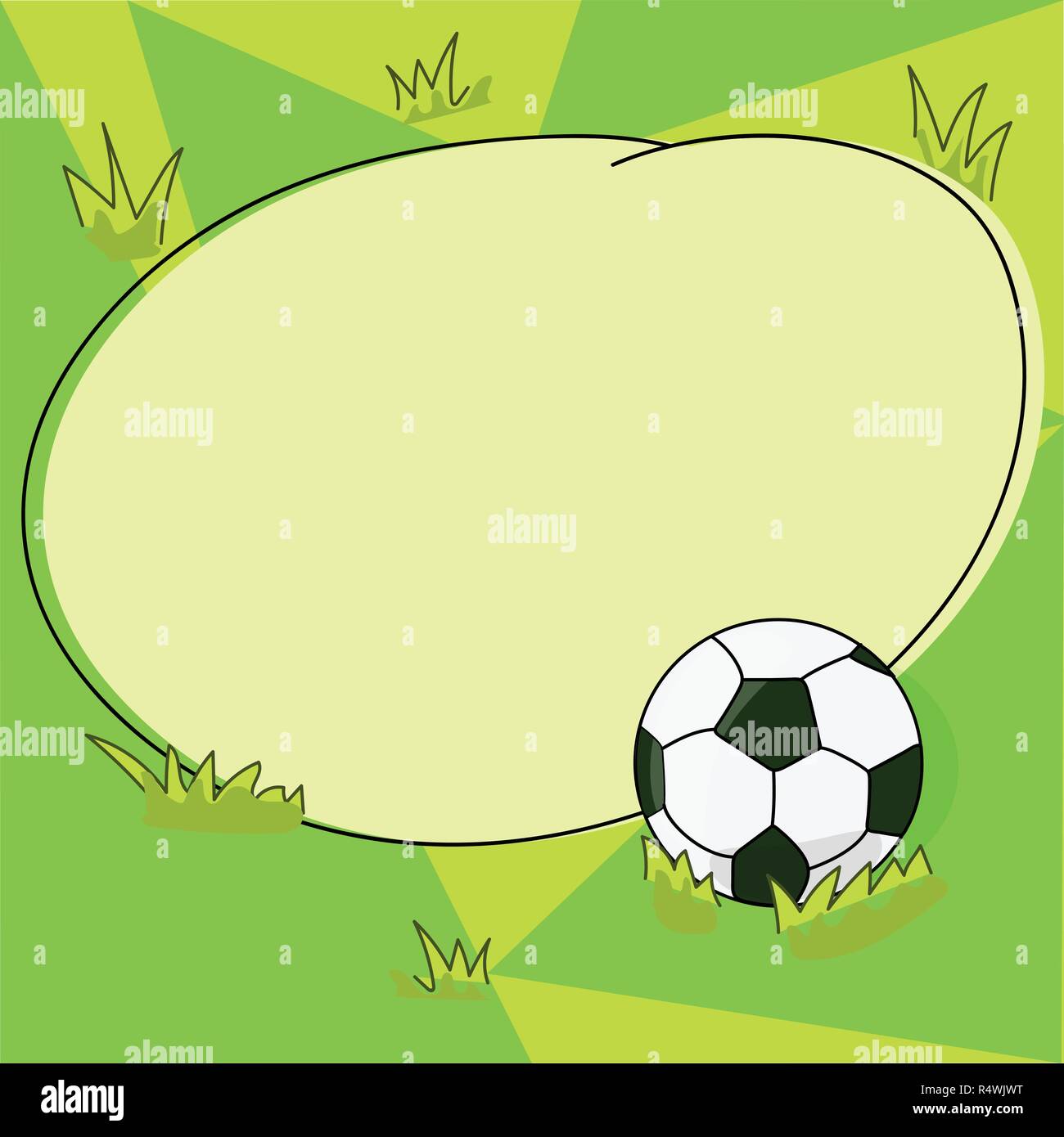 Azienda di Design modello vuoto isolato grafica minimalista modello di impaginazione per la pubblicità . Pallone da calcio in erba e fustellato delineato Tonda Colore S Illustrazione Vettoriale