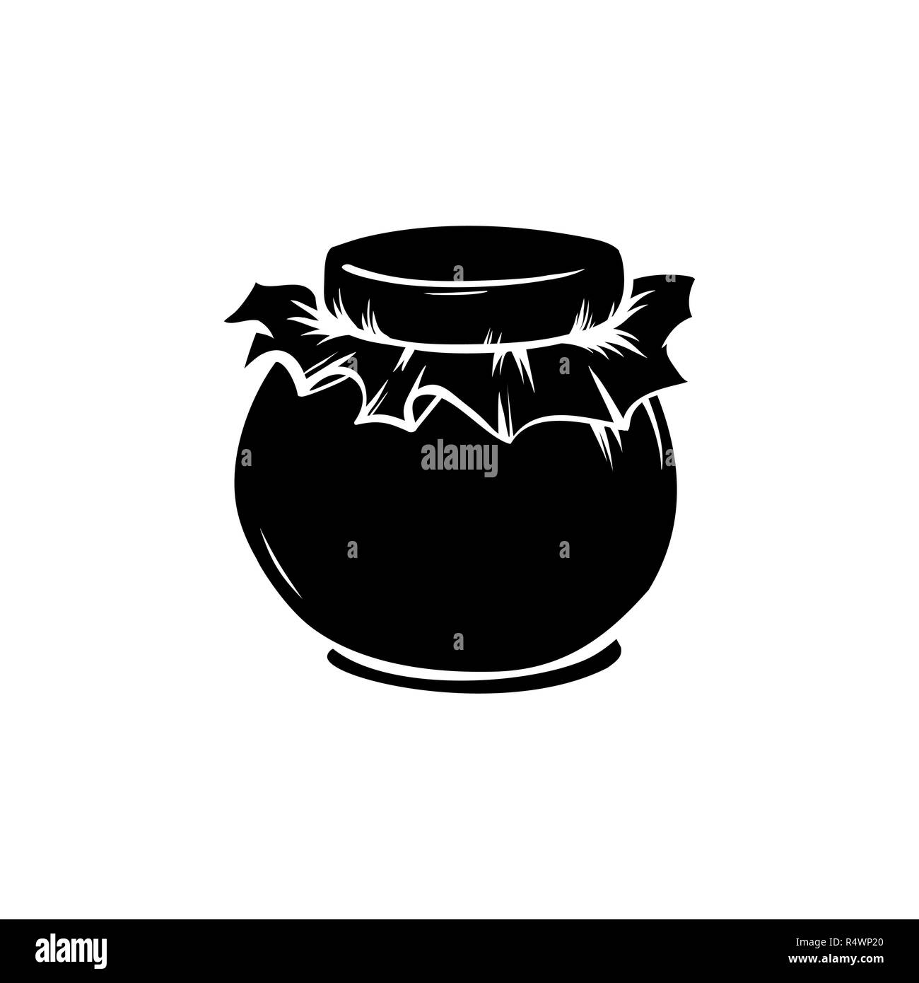 Il vasetto di vetro con il miele vettore Taglio Laser Silhouette o inciso il taglio icona Vettore. Conserve di Super prodotto organico. Mason o il vasetto di vetro. Vintage illustrazione isolato per cucina o negozio di alimentari Illustrazione Vettoriale