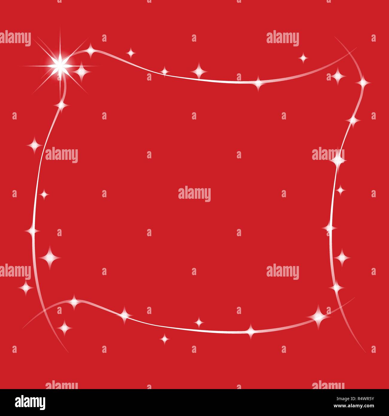 Stelle auguri telaio per Natale e Anno Nuovo isolato su sfondo rosso. Grafica vettoriale per telaio design, biglietto, invito stampa. Illustrazione Vettoriale