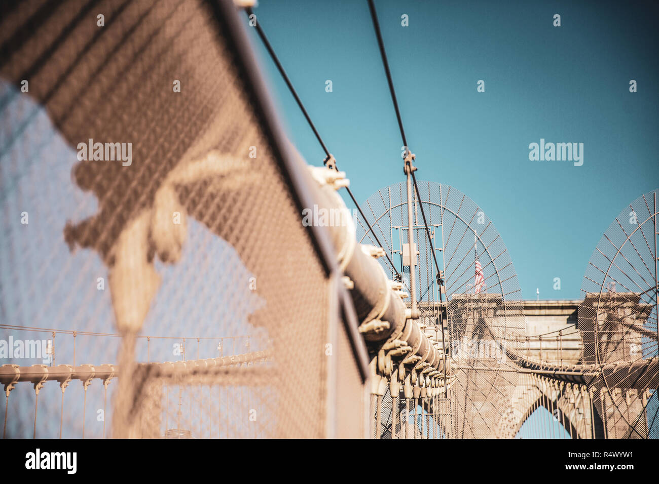 New York, Ponte di Brooklyn e la parte inferiore di Manhattan, STATI UNITI D'AMERICA Foto Stock