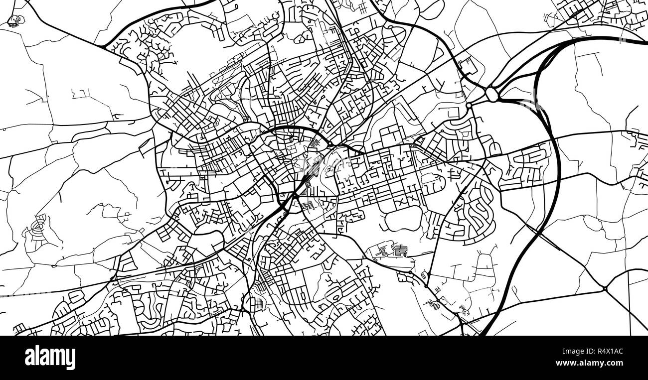 Vettore urbano mappa della città di Blackburn, Inghilterra Illustrazione Vettoriale