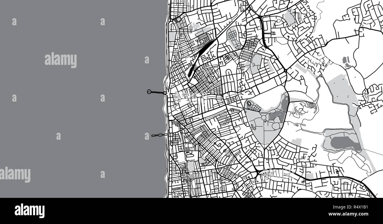 Vettore urbano mappa della città di Blackpool, Inghilterra Illustrazione Vettoriale