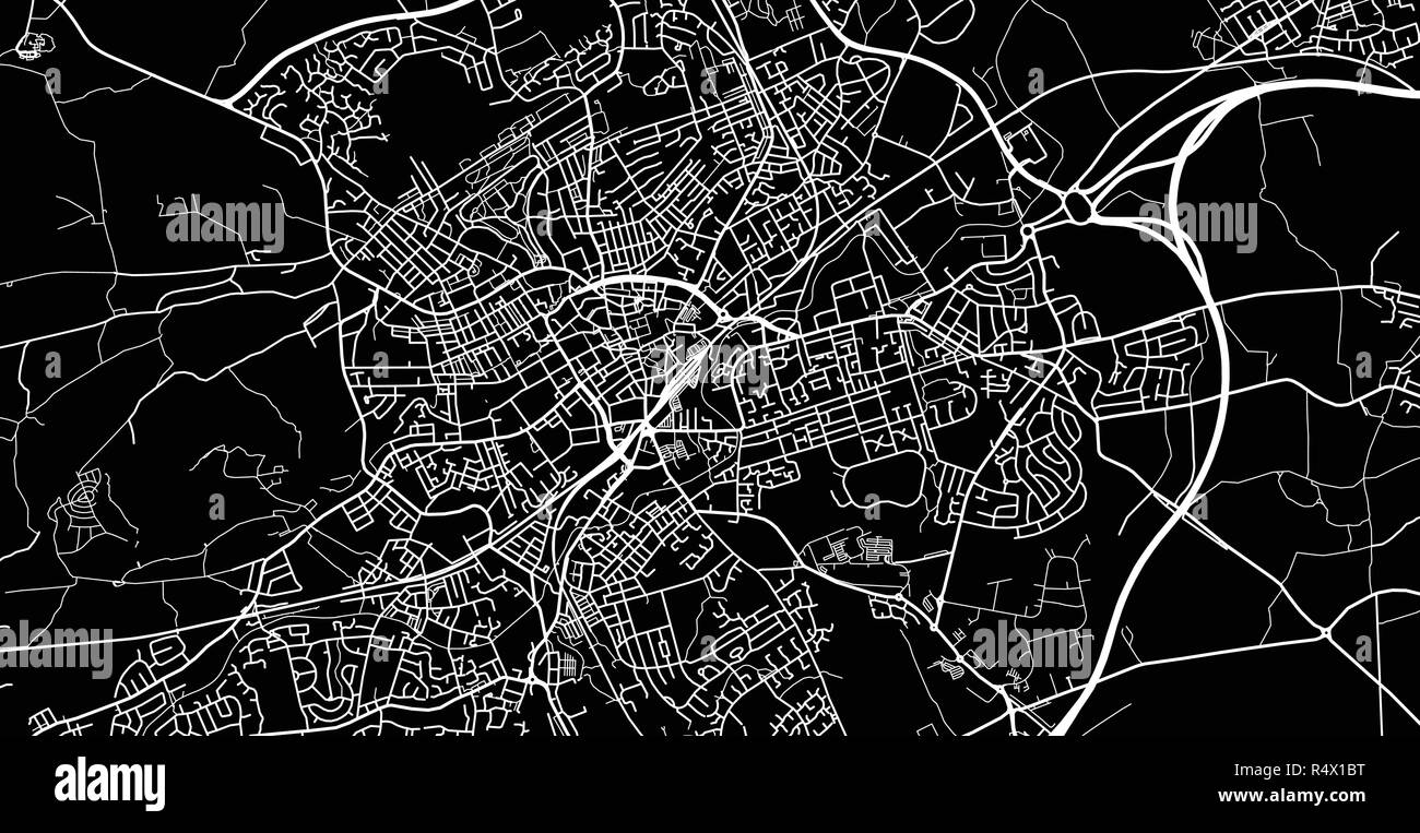 Vettore urbano mappa della città di Blackburn, Inghilterra Illustrazione Vettoriale