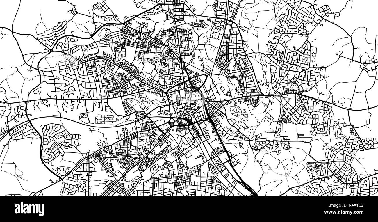 Vettore urbano mappa della città di Bolton, Inghilterra Illustrazione Vettoriale