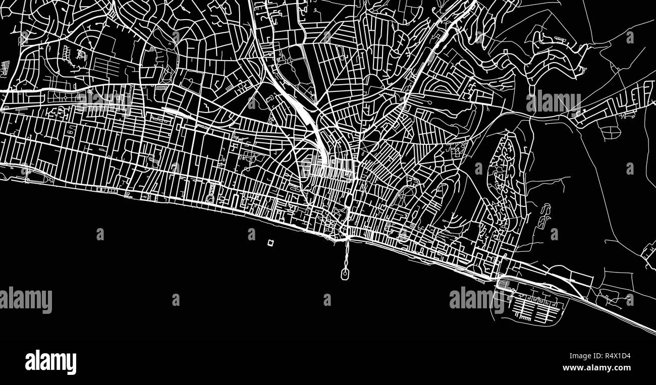 Vettore urbano mappa della città di Bright, Inghilterra Illustrazione Vettoriale