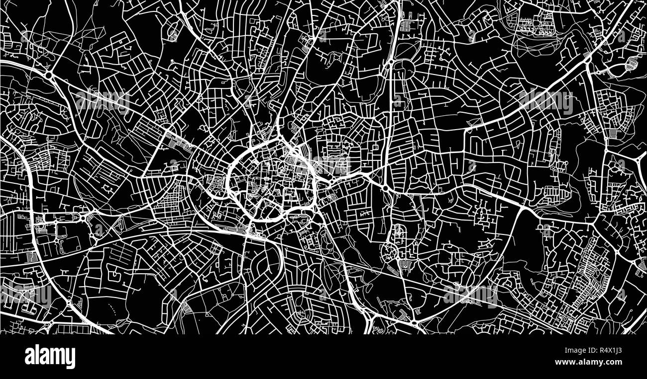 Vettore urbano mappa della città di Coventry, Inghilterra Illustrazione Vettoriale