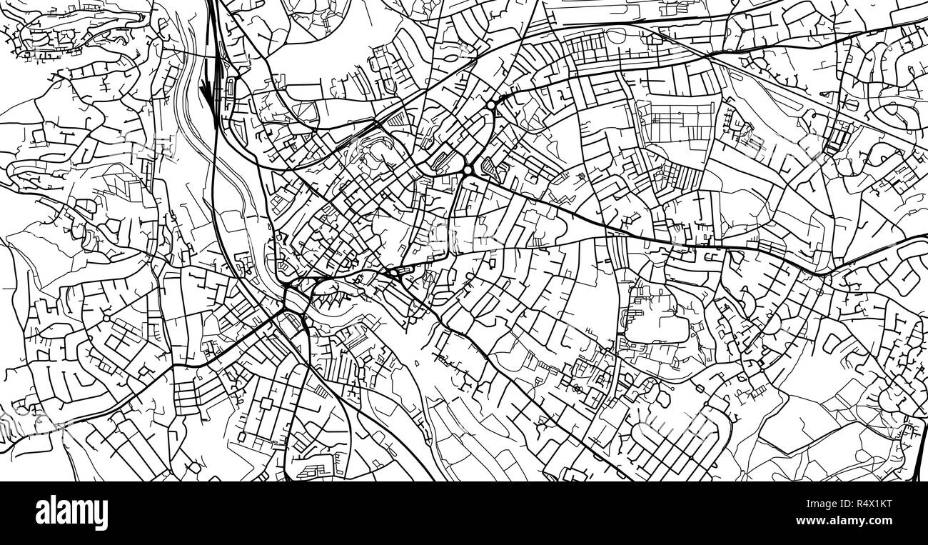Vettore urbano mappa della città di Exeter, Inghilterra Illustrazione Vettoriale