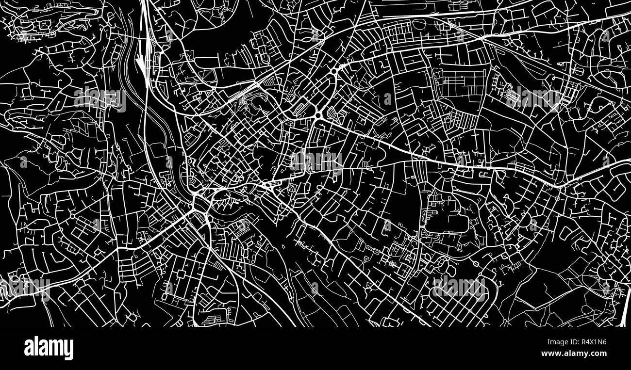 Vettore urbano mappa della città di Exeter, Inghilterra Illustrazione Vettoriale