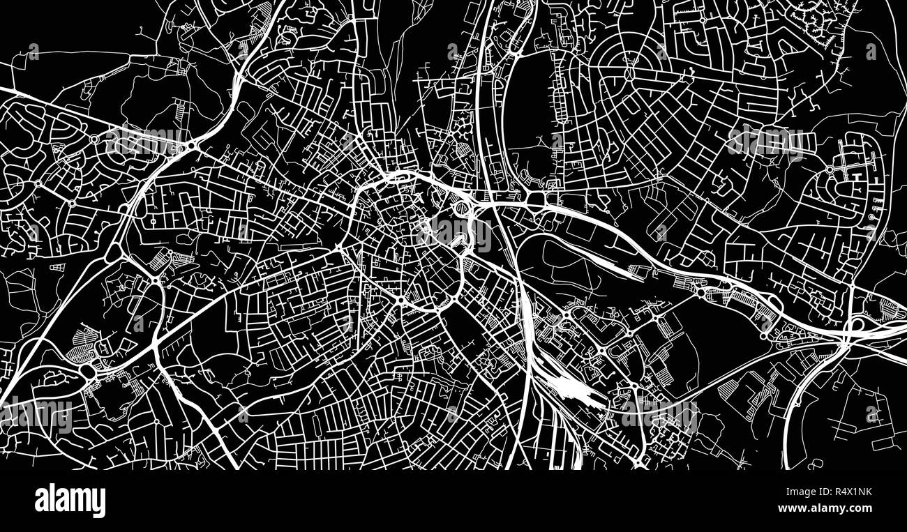 Vettore urbano mappa della città di Derby, Inghilterra Illustrazione Vettoriale