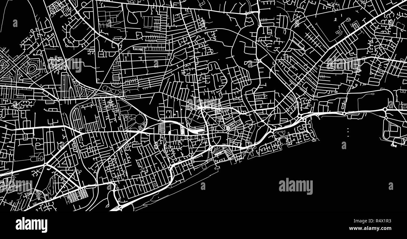 Vettore urbano mappa della città di Hull, Inghilterra Illustrazione Vettoriale