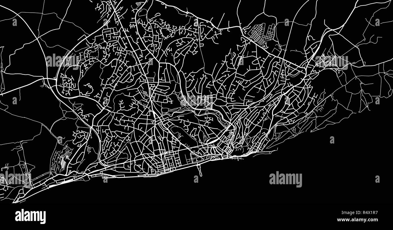 Vettore urbano mappa della città di Hastings, Inghilterra Illustrazione Vettoriale