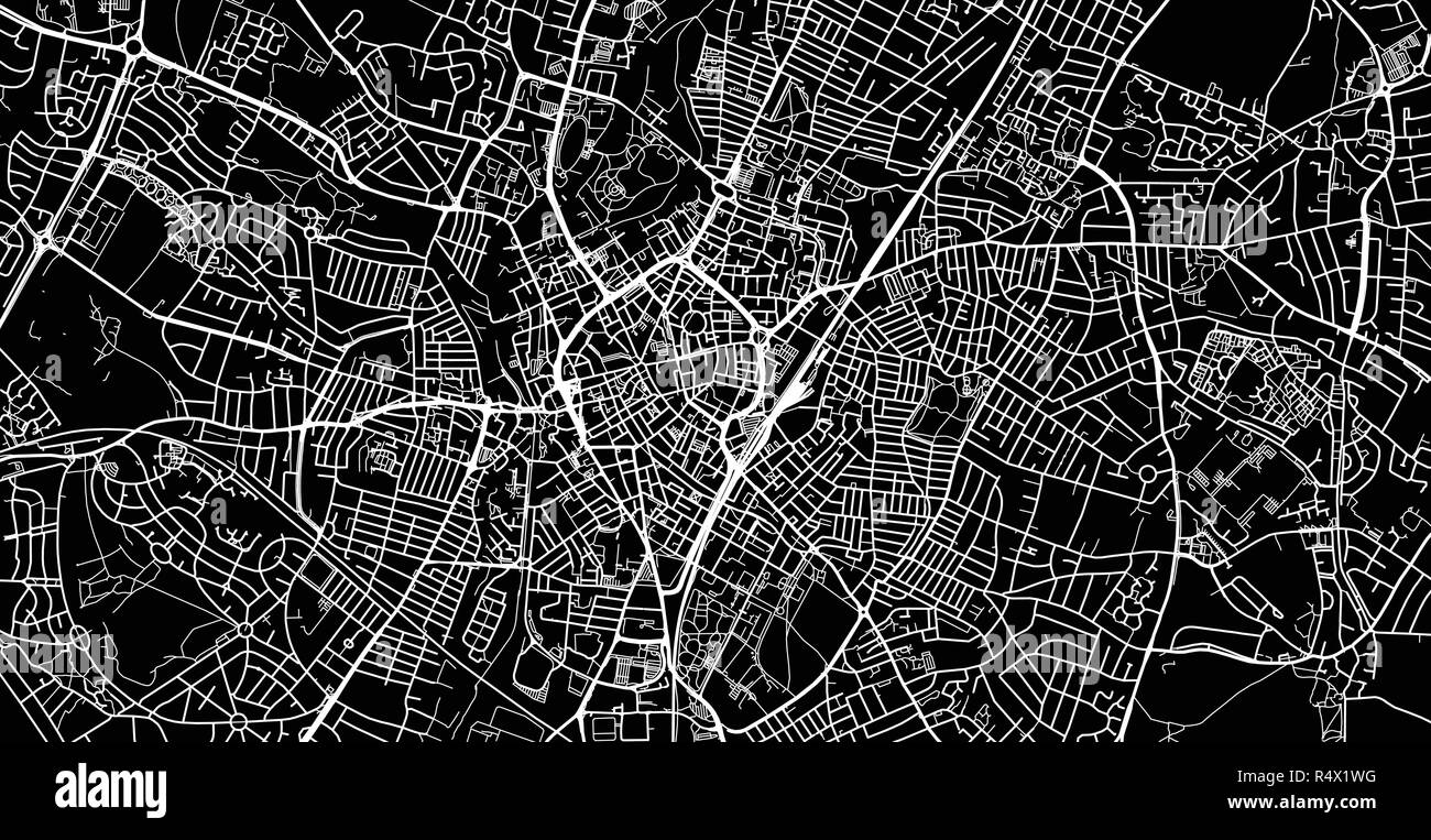 Vettore urbano mappa della città di Leicester, Inghilterra Illustrazione Vettoriale