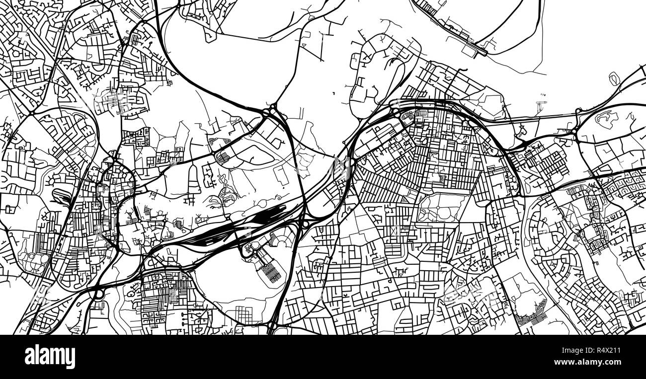 Vettore urbano mappa della città di Middlesborough, Inghilterra Illustrazione Vettoriale