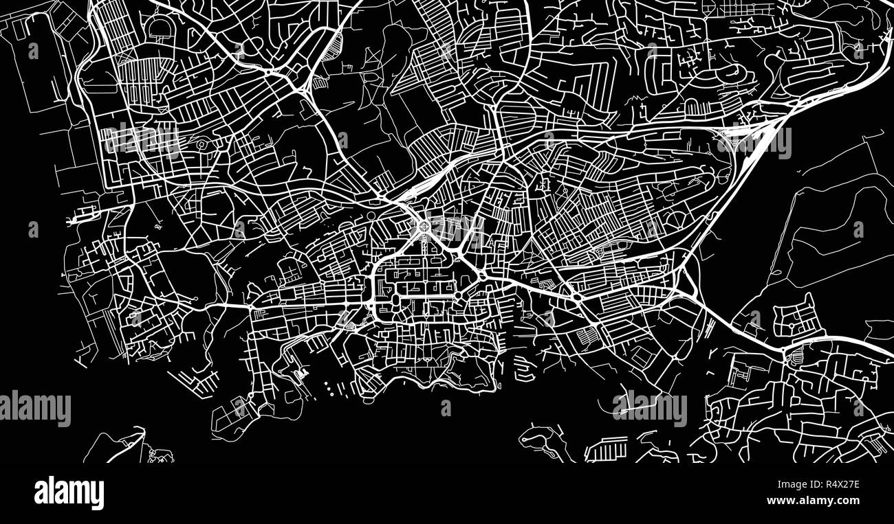 Vettore urbano mappa della città di Plymouth in Inghilterra Illustrazione Vettoriale