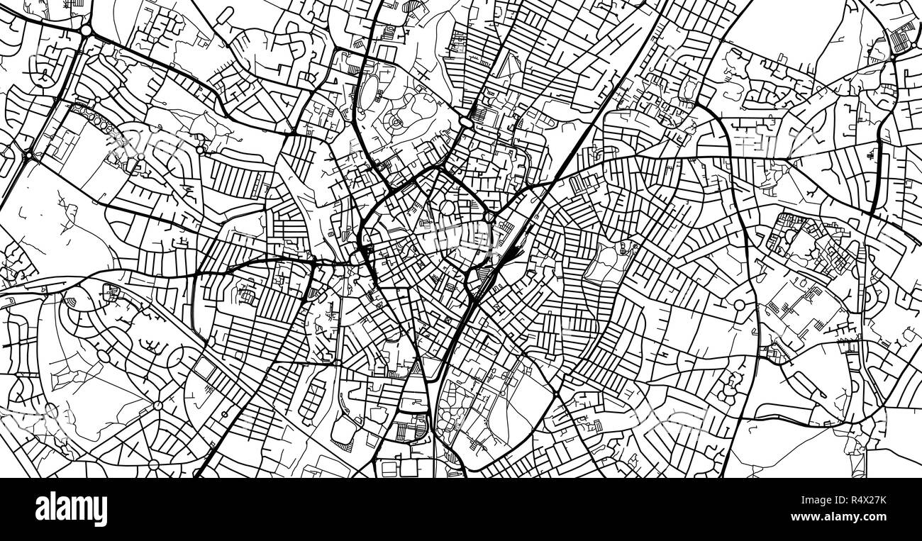 Vettore urbano mappa della città di Leicester, Inghilterra Illustrazione Vettoriale