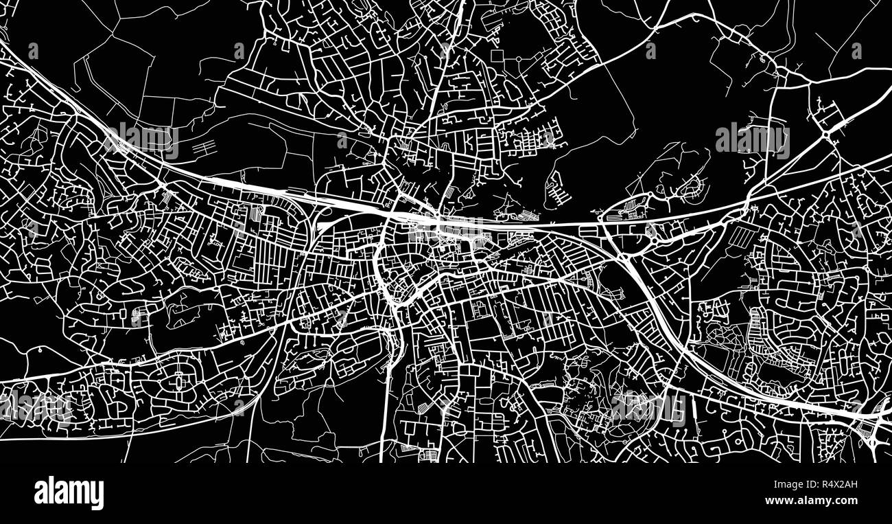 Vettore urbano mappa della città di Reading, in Inghilterra Illustrazione Vettoriale