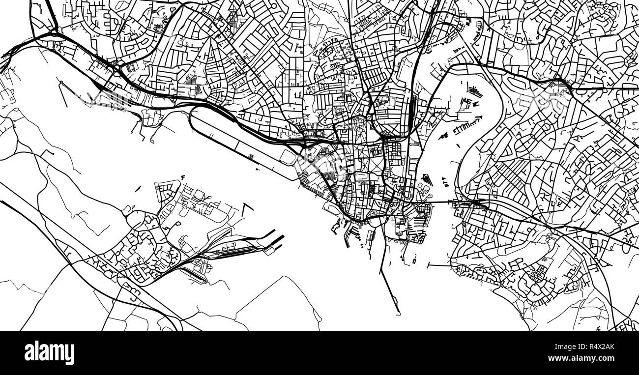 Vettore urbano mappa della città di Southampton, Inghilterra Illustrazione Vettoriale