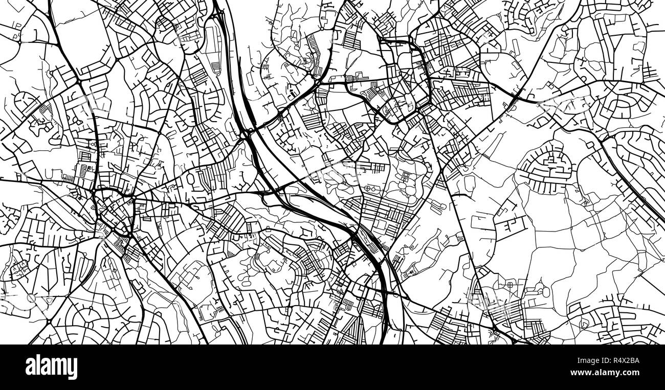 Vettore urbano mappa della città di Stoke on Trent, Inghilterra Illustrazione Vettoriale