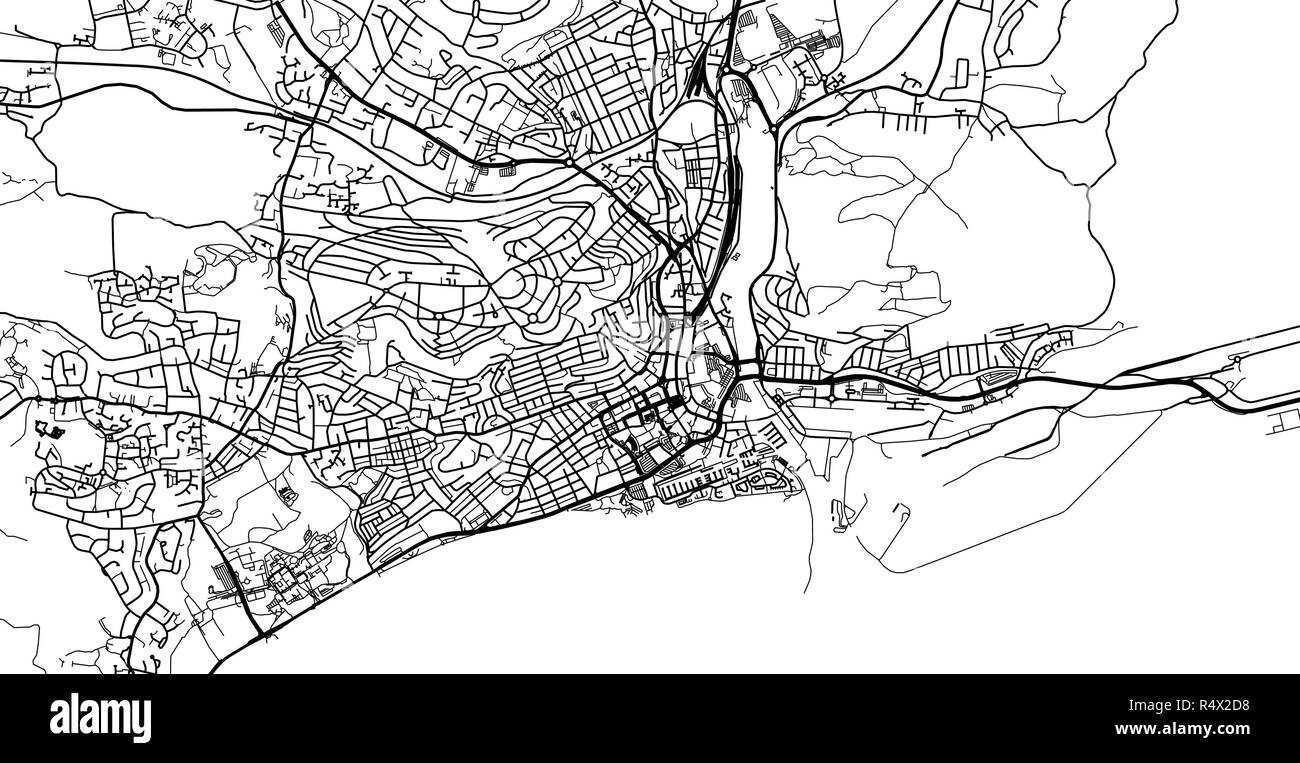 Vettore urbano mappa della città di Swansea, Galles Illustrazione Vettoriale