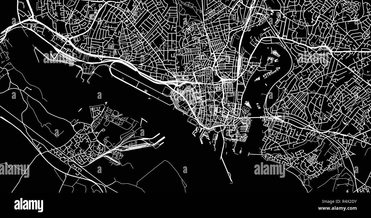 Vettore urbano mappa della città di Southampton, Inghilterra Illustrazione Vettoriale