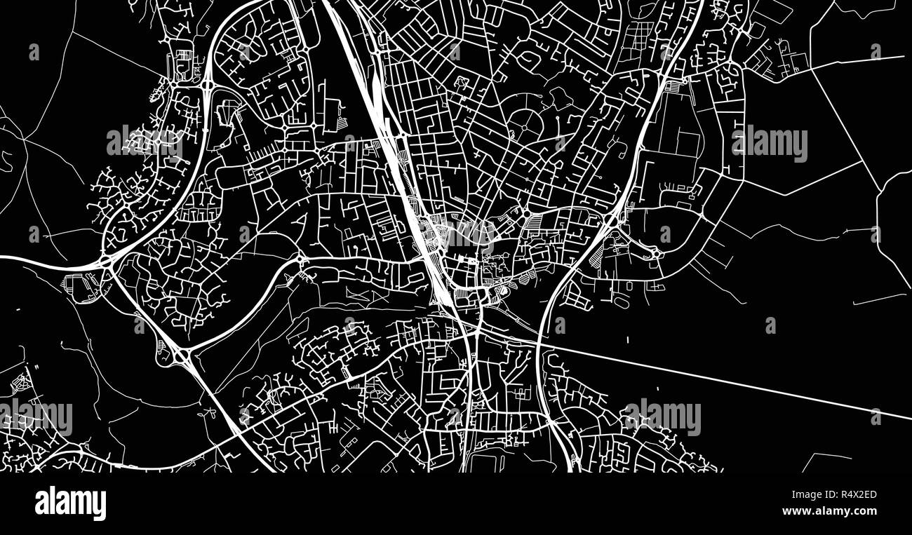 Vettore urbano mappa della città di Peterborough, Inghilterra Illustrazione Vettoriale