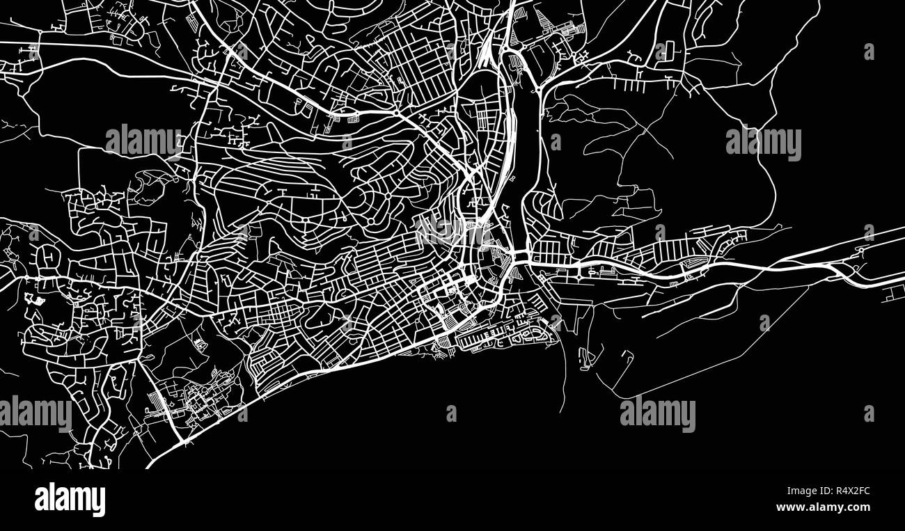 Vettore urbano mappa della città di Swansea, Galles Illustrazione Vettoriale