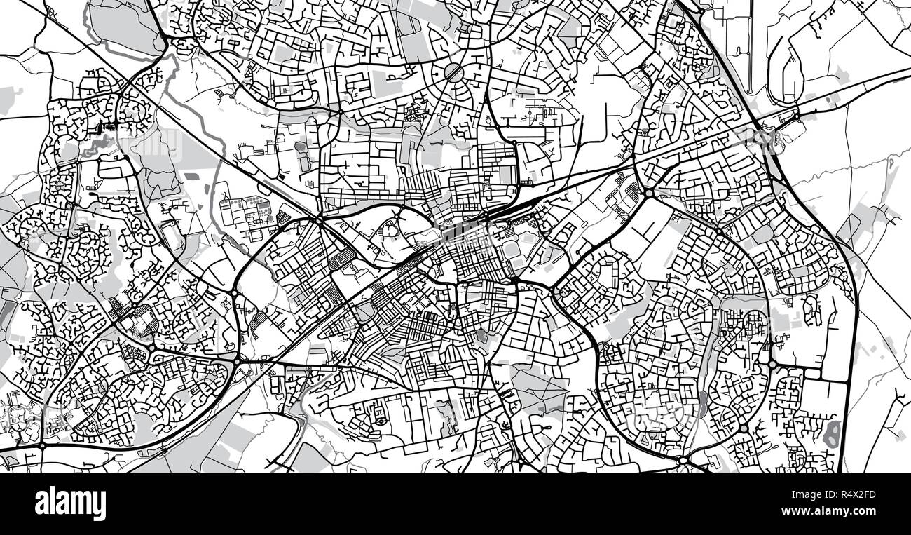 Vettore urbano mappa della città di Swindon, Inghilterra Illustrazione Vettoriale