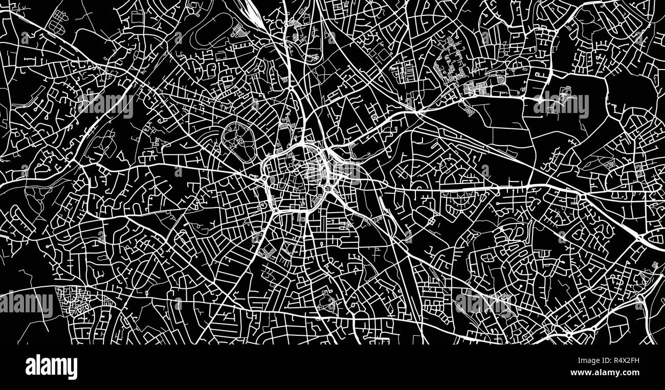Vettore urbano mappa della città di Wolverhampton, Inghilterra Illustrazione Vettoriale