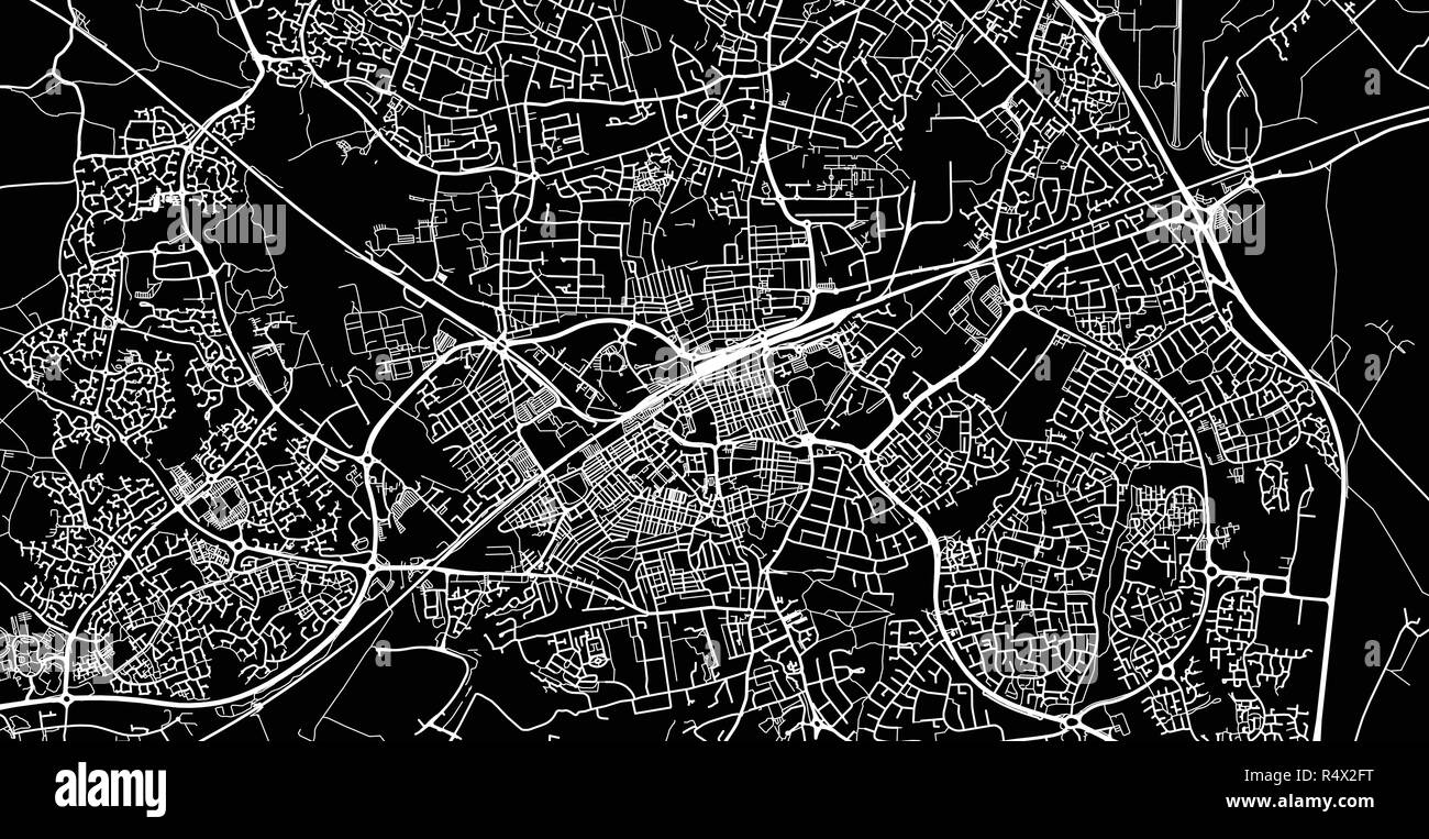 Vettore urbano mappa della città di Swindon, Inghilterra Illustrazione Vettoriale