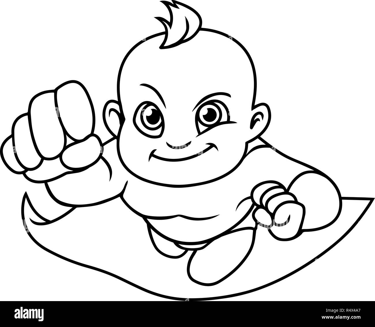 Super Baby Line Art Illustrazione Vettoriale