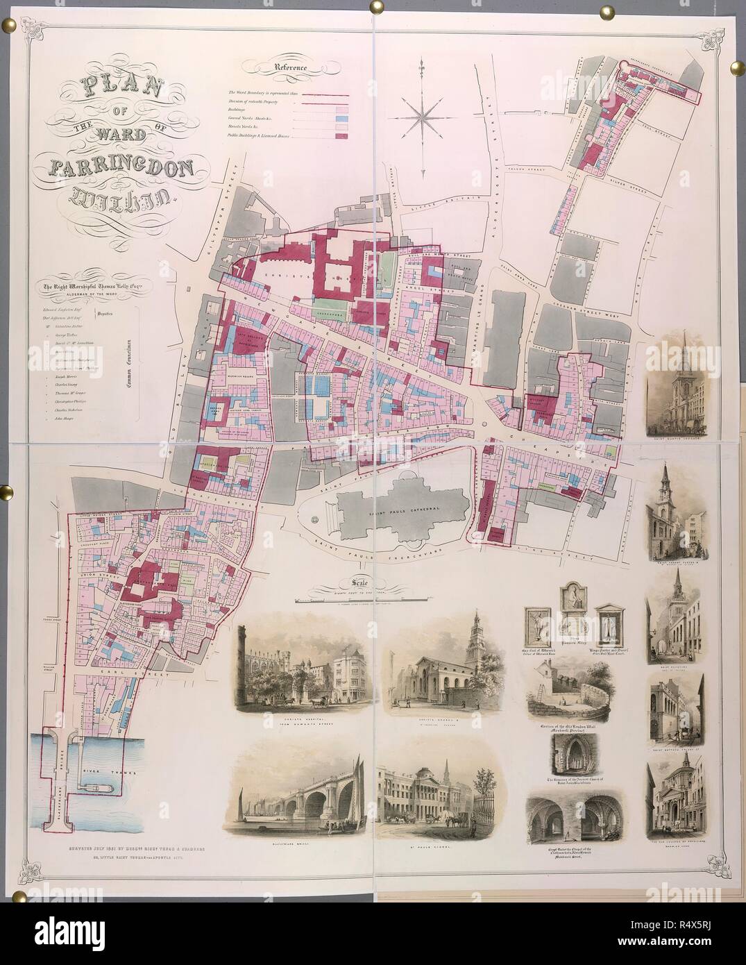 Ward di Farringdon. Piano del Reparto di Farringdon all'interno. Intervistate Ju. 1851. Ward di Farringdon. Immagine presa dal piano del Reparto di Farringdon all'interno. Intervistate luglio 1851 dai sigg. Richd Tress & camere. T. Turner litho. Scala, ottanta piedi di un pollice. [Con vedute di vignette di edifici]. 859 x 1047 mm.. Originariamente pubblicato/prodotta nel 1851. . Fonte: maps.M.T.6.b.1.(22). Foto Stock