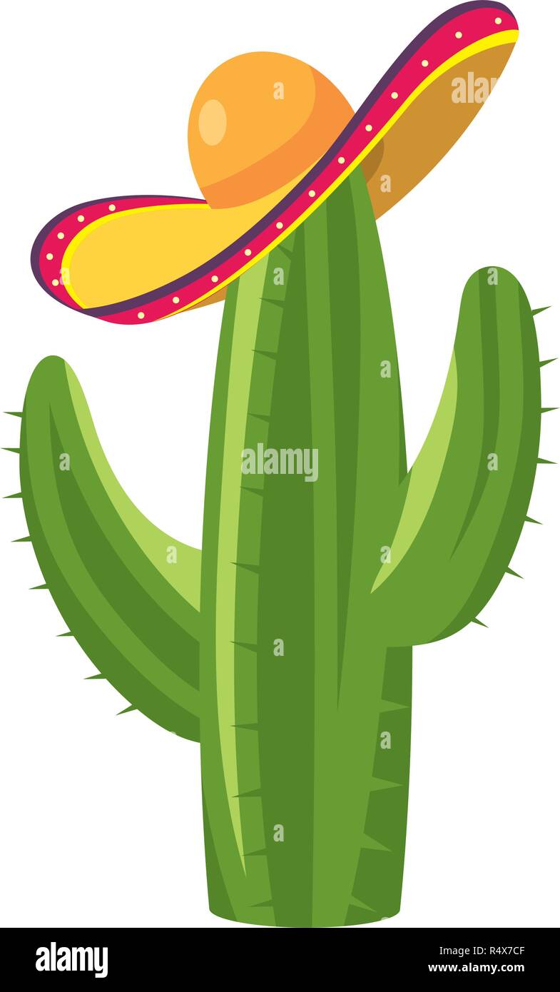 Icona messicano cactus cartoon illustrazione vettoriale graphic design Illustrazione Vettoriale