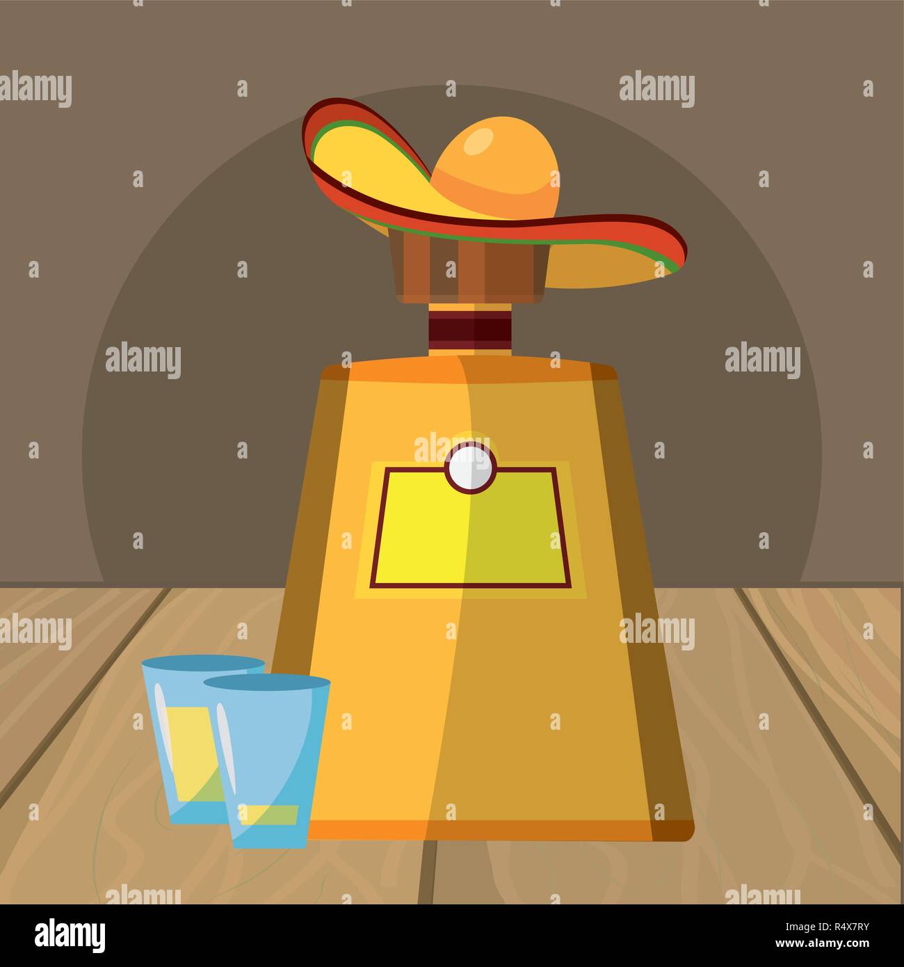 Icona messicano tequila cartoon illustrazione vettoriale graphic design Illustrazione Vettoriale