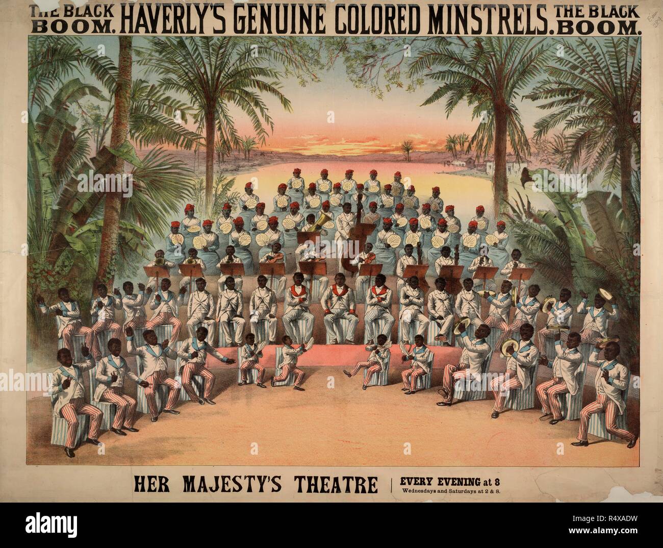 Her Majesty's Theatre, Westminster. "Il nero" del braccio C. 1878 il grande braccio nero. Intrattenimento da musicisti di nero. Giullari. Una collezione di opuscoli da locandine e stampati vari. Originariamente pubblicato/prodotto in London, 1800 - 1895. Her Majesty's Theatre, Westminster. "Il nero" del braccio C. 1878 il grande braccio nero. Intrattenimento da musicisti di nero. Giullari. Immagine presa da una raccolta di opuscoli da locandine e stampati vari in materia di intrattenimento in stile vittoriano e la vita di tutti i giorni. Originariamente pubblicato/prodotto in London, 1800 - 1895. Fonte: Evan.284. L Foto Stock