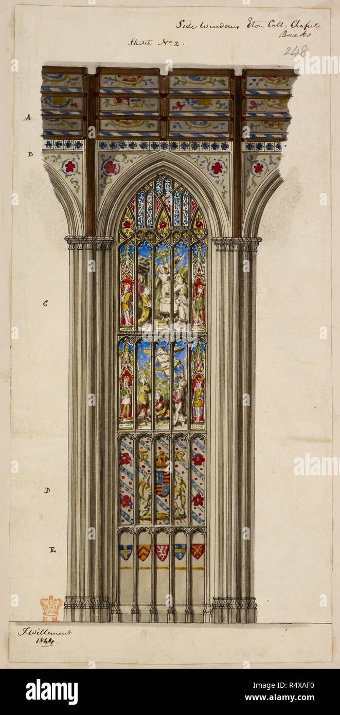 Illustrazione Della Chiesa Le Vetrate Colorate Collezione Di Thomas Willement F S A Di Disegnare Rali Ecc Da